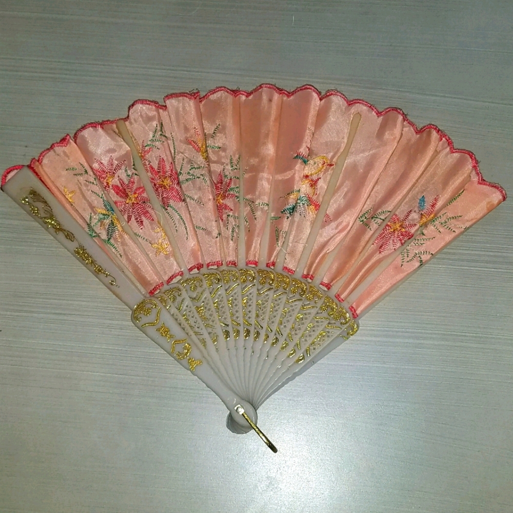 Vintage Silk Embroidered Fan